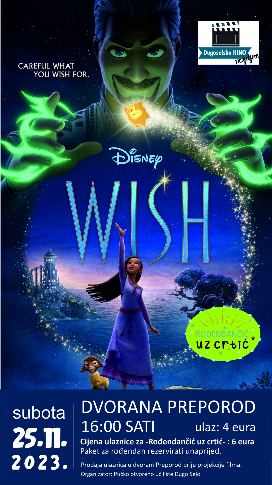 Dugoselsko kino nedjeljom: Film za djecu WISH - iznimno u subotu 25.studenog