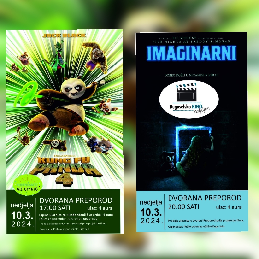 Dugoselsko kino 10.ožujka: "Kung fu panda 4" i "Imaginarni"
